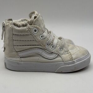 Vans White‎ High-Top Sneakers Shoes Canvas Leather Baby Toddler size 6